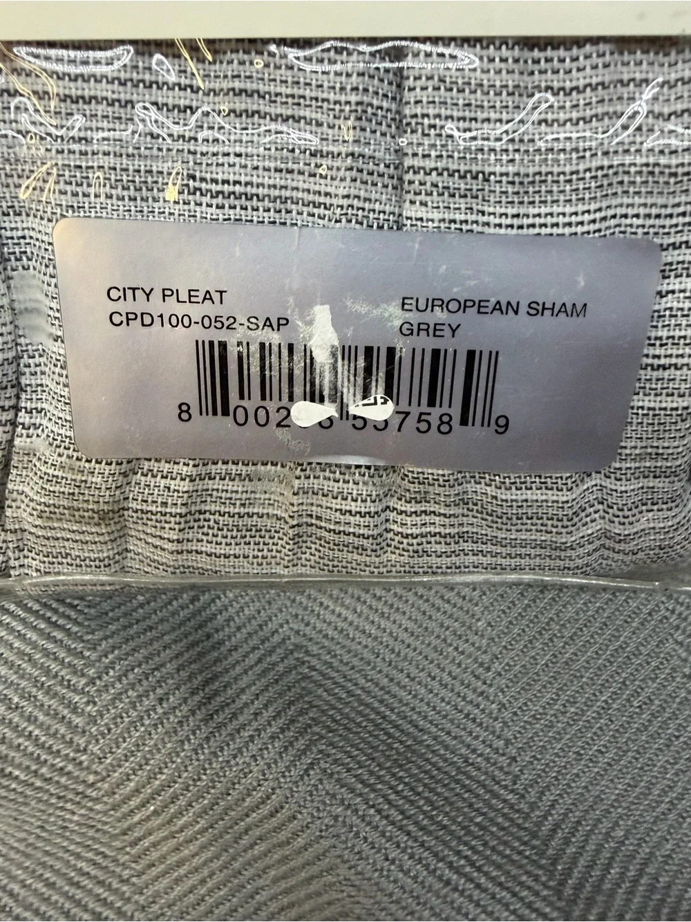 NWT DKNY euro sham city pleat gray